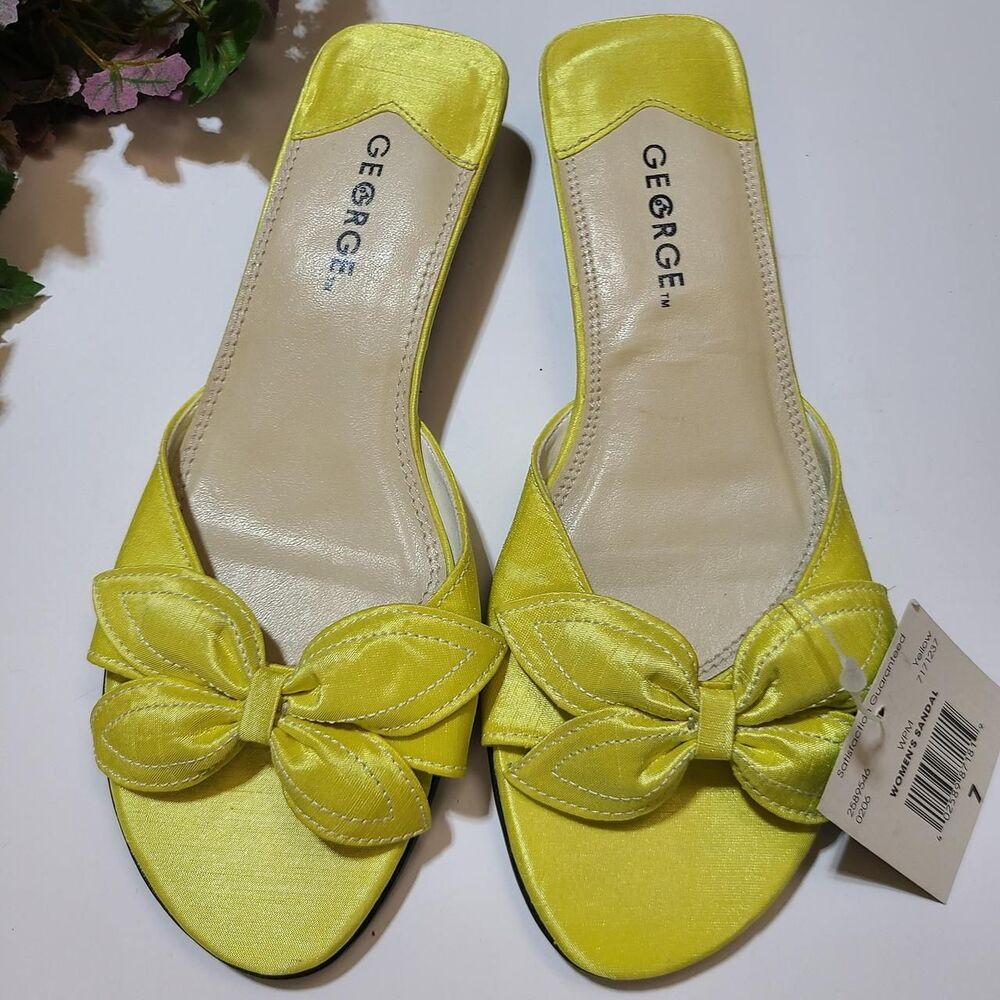 George Women's Yellow Slides Bow size 7 NWT cottagecore romatic summer